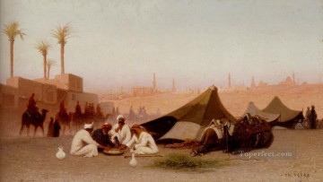 野営地での遅い午後の食事 カイロ アラビア東洋学者 シャルル・セオドール・フレール Oil Paintings